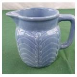Blue Stoneware Art Pottery Chevron Design