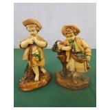 Vtg Set of 2 Borghese Pottery Figurines Boys Men