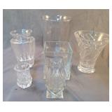Misc lot of glass and crystal  vases.