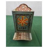 Vintage metal matchbook holder 6"