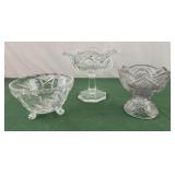 Early American Pressed Glass Compote slight tint,