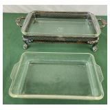 Silver Plated claw footed Serving Dish With Pyrex