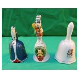 2 Santa Clause bells and 1 snowman bell. 1 bell