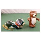 Vintage wind up toys. Metal begging dog and