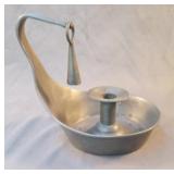 Pewter candle stick holder with snuffer.