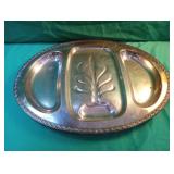 Silver plated oval divided serving tray 21 x 15.5
