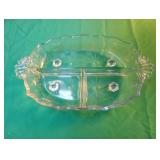 Glass footed divided serving dish 10 x