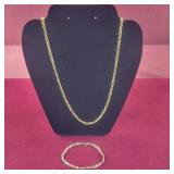 Gold Colored Necklace and 1/20 14k GF Bracelet
