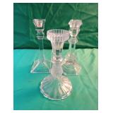Clear crystal taper candle holders