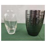 Silver orchid planter vase 7", lead crystal vase