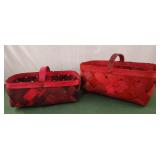 2 red baskets big one has name written on it