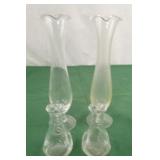 Lot of 2 sets of glass single flower vases