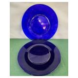 2 cobalt blue  10.5" plates