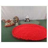 Rocking horse coin bank, cat ornament, mooing