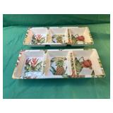 Set of 2 hard plastic divided serving trays 7.5 x