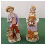 Vintage Homco man gardener and woman gathering