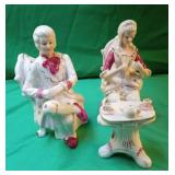 Victorian tea set figurines up to 7.5" tall