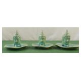 Buddha incense burner ceramic 3.5" tall set of 3