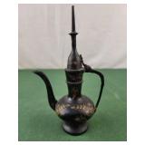 Vintage Ornate Brass Ewer w/ Lid - Pitcher Oil