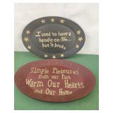 2 farmhouse decor trays with sayin