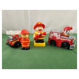 Firetrucks and fireman