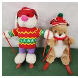 Skiing bunny and squirrel 11"
