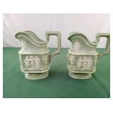 Set of 2 Vintage 1969 Colonial hand painted water