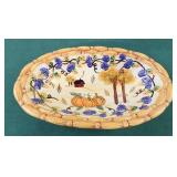 Harvest Autumn Fall Scene oval Bowl Candy Dish