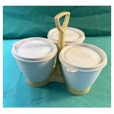 Tupperware condiment keeper with carrying caddy