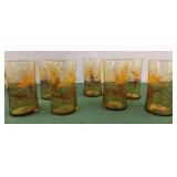 Federal Amber Golden Wheat Glasses set of