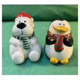 Set of Christmas polar bear and penquin salt and