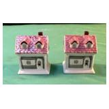 Miniature porcelain house set of salt and pepper