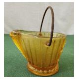 Amber GLASS Figural Coal Skuttle