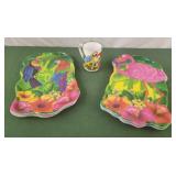 Summer plastic trays 4 birds, 4 flamingos, bird