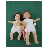 3 vtg small baby dolls