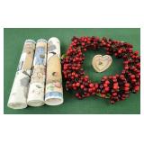 Vinyl border, heart frame, berry garland