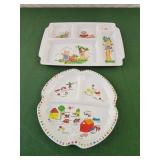 Two plastic childrens divided plates