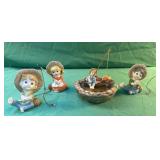 Little children porcelain figurines with home