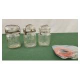 3 atlas EZ seal wire close glass jars, rubber