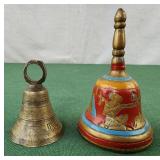 3" solid brass hand painted bell, 2" india brass