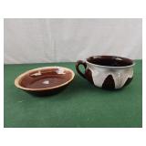 Pottery soup mug and dish