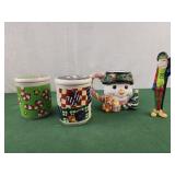 Snowman mug, skinny santa, 2 canisters
