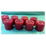 Set of 8 red cinnamon candles 3 x 3