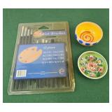 15 pc art brush set, small made in italy bowl,