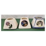 3 ceramic candle toppers