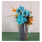 9" Granite look glass vase with colorful flowers