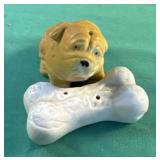 Dog with a bone salt and pepper shakers