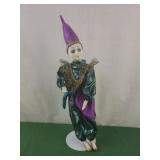 Wind Up Musical Porcelain Clown ï¿½ Moves Head &