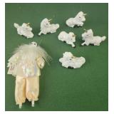 Unicorns lot of 6, porcelain clown 7"