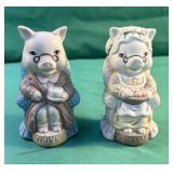 Set of grandma and grandpa ceramic bells